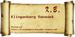 Klingenberg Benedek névjegykártya